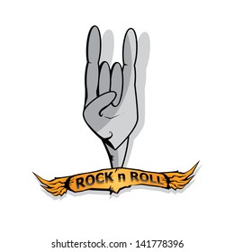 Hand in rock n roll sign. vector sign of rock n roll music and lifestyle.