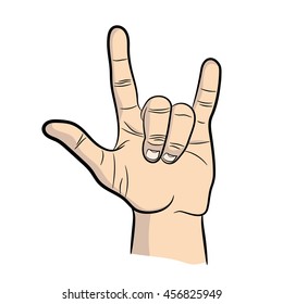 Hand in rock n roll sign, Hand rock gesture