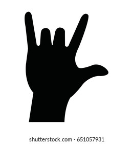 hand in rock n roll sign, man hand rock gesture outline