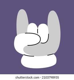 Hand with rock on gesture in cartoon style. Isolated vector.