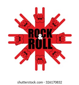 Hand rock and roll sign. Poster for  rock festival.
