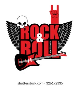 Hand rock and roll sign. Poster for festival.
