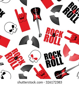 Hand rock and roll sign. Poster for music festival.

