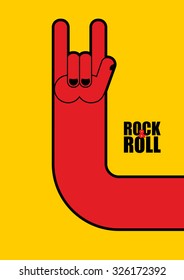 Hand rock and roll sign. Poster for  rock festival.
