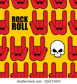 Hand rock and roll sign. Poster for  rock festival.
