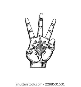 hand in rock and roll sign. vector illustration, standing hand finger vector