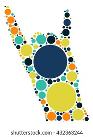 hand rock shape vector design by color point