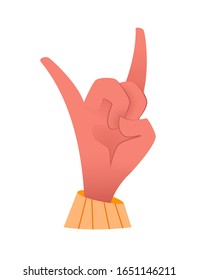 Hand in rock sign on white background. Vector illustration.