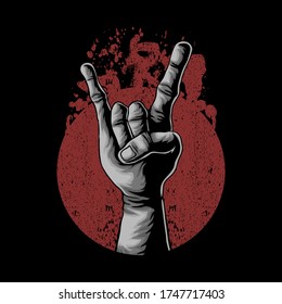 Ilustración de la mano en el vector de rock para su empresa o marca