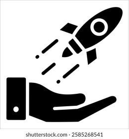 Hand Rocket Icon Element For Design