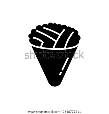 Hand Roll Sushi with Cone Shape Icon - Black Filled Smooth Design