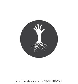 hand with  root vector  icon  