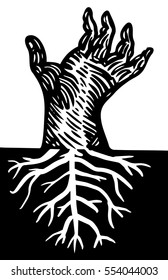 Hand with roots