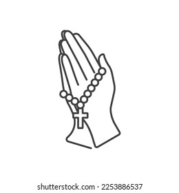 Hand with Rosary beads line icon. linear style sign for mobile concept and web design