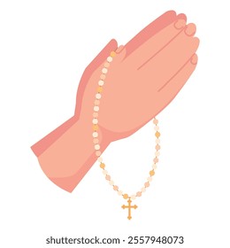 hand with rosary first communion isolated