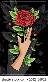 mano con una ilustración de rosa