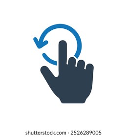 Hand Rotate Right Vector Icon, Hand with finger extended making a counter clockwise turning gesture icon
