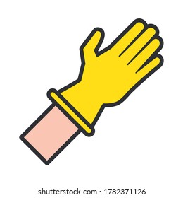 hand with rubber glove protection icon vector illustration design