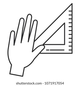 hand with rule school supply icon