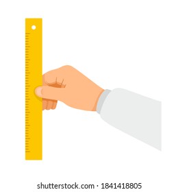 Hand with ruler vector sign