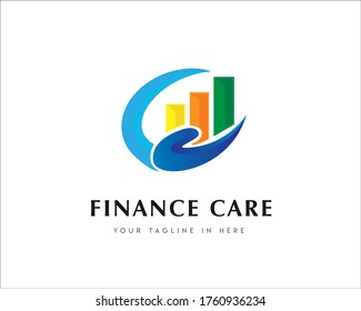 Hand safe care finance solution symbol logo design illustration