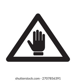 Hand Sicherheitswarnung Symbol - Schwarzes Dreieck Silhouette