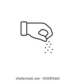 Sal manual del plato, sazone el plato simple icono de línea delgada ilustración vectorial