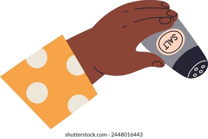 Hand With Salt Shaker Vector Illustration