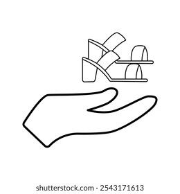 hand and sandal icon,ON white background