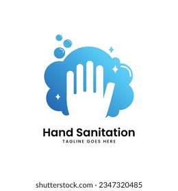 El diseño del logo de Hand Sanitation incluye una gota de agua y un color azul