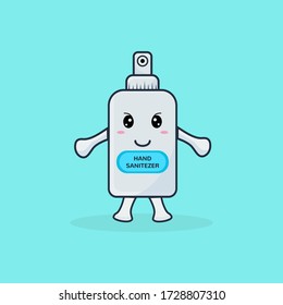 hand sanitezer art cartoon illustration,flat cartoon style, support keychain, sticker, banner, flayer, poster