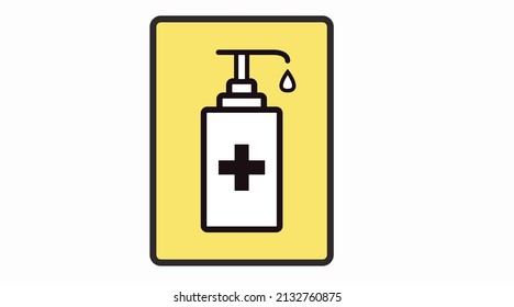 Icono de sanitizar manos. Ilustración vectorial de las manos de lavado, con dispensador