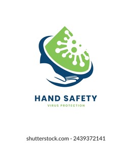 Hand Sanitize Logo design virus clean concept vector template