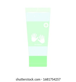 Hand sanitizer 70% alcohol gel in light green tube for washing hands to kill virus isolated on white background. 