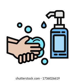 Hand sanitizer. Alcohol cleansing agents kill most bacteria, fungi, and stop viruses like coronavirus. Vector illustration of icon