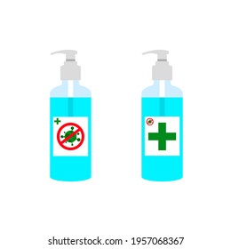 Hand sanitizer. Alcohol gel icon. Covid-19 disinfectant. Sanitizer bottle vector. Covid-19 spread prevention. Take care of yourself by washing your hands often.