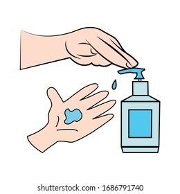 Hand Sanitizer alcohol gel - hand sanitize vector clip art - Hand Sanitizer illustration 