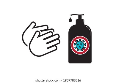 Hand Sanitizer Anti Virus Lotion Bottle - Vector Illustration Isolated On White Background