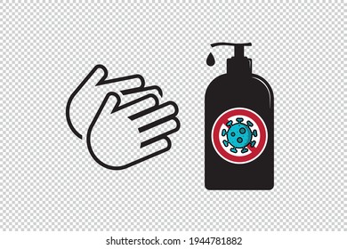 Hand Sanitizer Anti Virus Lotion Bottle - Vector Illustration Isolated On Transparent Background