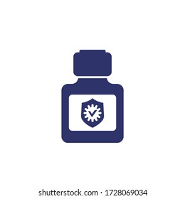 Hand sanitizer, antibacterial gel or antiseptic icon on white