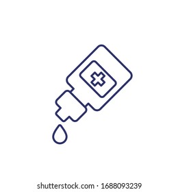 Hand sanitizer, antiseptic line icon on white