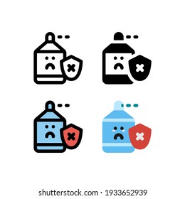 Hand Sanitizer and antiseptic with risk caution unsafe Outline Icon, Logo, and illustration Vector