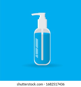 Hand-Sanitizer-Flasche auf blauem Hintergrund