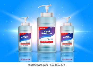 hand sanitizer bottle container background in 3d style