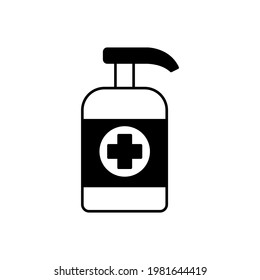hand sanitizer bottle icon. black and white vector