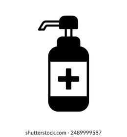 Hand sanitizer bottle icon collection. Sanitizer liquid soap with a medical plus sign, Hand sanitizer, antibacterial, anti germ symbol. Vector illustration.