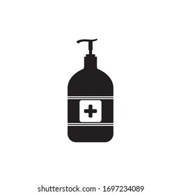 Hand sanitizer bottle icon isolated on white background. Disinfection concept. Washing gel. Alcohol bottle for hygiene.Vector Illustration