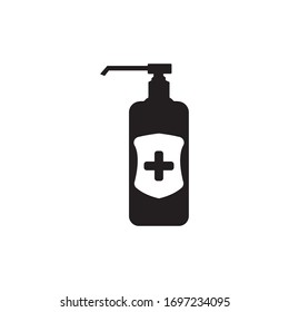 Hand sanitizer bottle icon isolated on white background. Disinfection concept. Washing gel. Alcohol bottle for hygiene.Vector Illustration