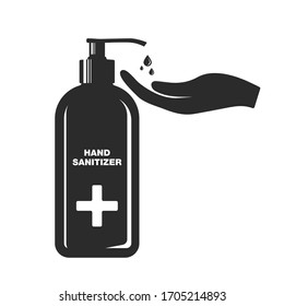 Hand sanitizer bottle icon. Isolated on white background. Hand wash icon vector illustration, EPS. Stop No Infection.