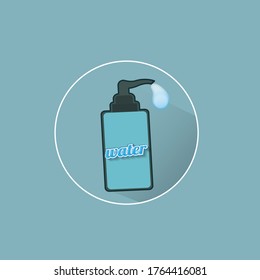 Hand sanitizer bottle icon isolated blue background. Disinfection concept. water bottle for hygiene. Vector Illustration